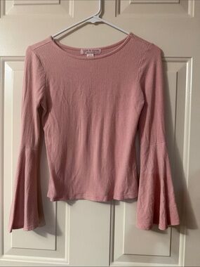 Zoe + Rose Girls' Light Pink Ribbed Bell-Sleeve Top